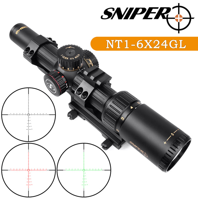 Sniper NT 1-6X24 Tactical Rifle Scope Red/Green Illuminated Reticle