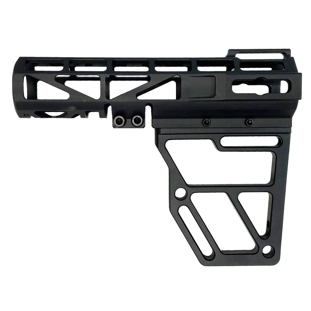 Black Anodized Aluminum Skeletonized Pistol Brace Stabilizer