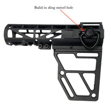 Load image into Gallery viewer, Black Anodized Aluminum Skeletonized Pistol Brace Stabilizer