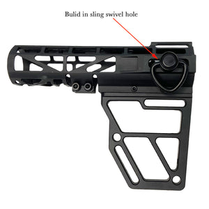 Black Anodized Aluminum Skeletonized Pistol Brace Stabilizer