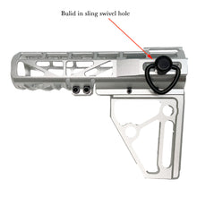 Load image into Gallery viewer, Black Anodized Aluminum Skeletonized Pistol Brace Stabilizer