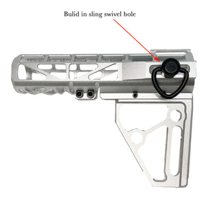 Black Anodized Aluminum Skeletonized Pistol Brace Stabilizer