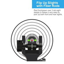 Load image into Gallery viewer, Fiber Optic Flip Up Iron Sights Picatinny Rail Mounted Front and Rear Backup Iron Sights