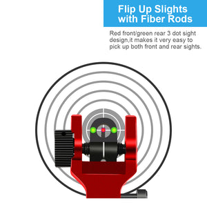 Fiber Optic Flip Up Iron Sights Picatinny Rail Mounted Front and Rear Backup Iron Sights