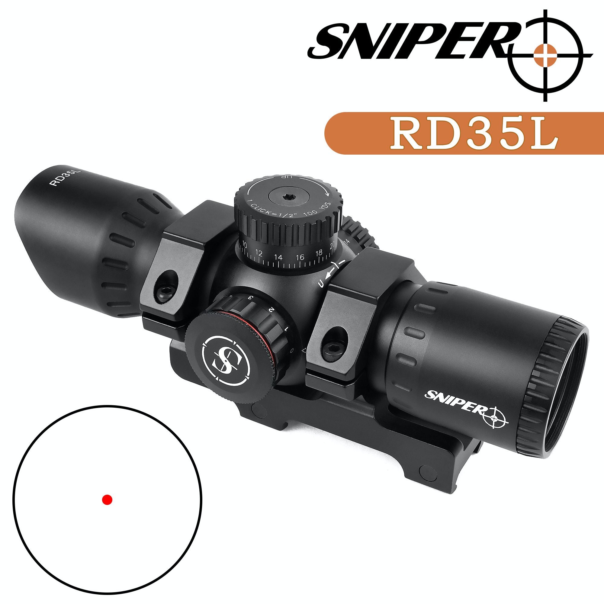 Sniper RD35L 3MOA Red Dot Sight Fits 20mm Picatinny/Weaver Rail 